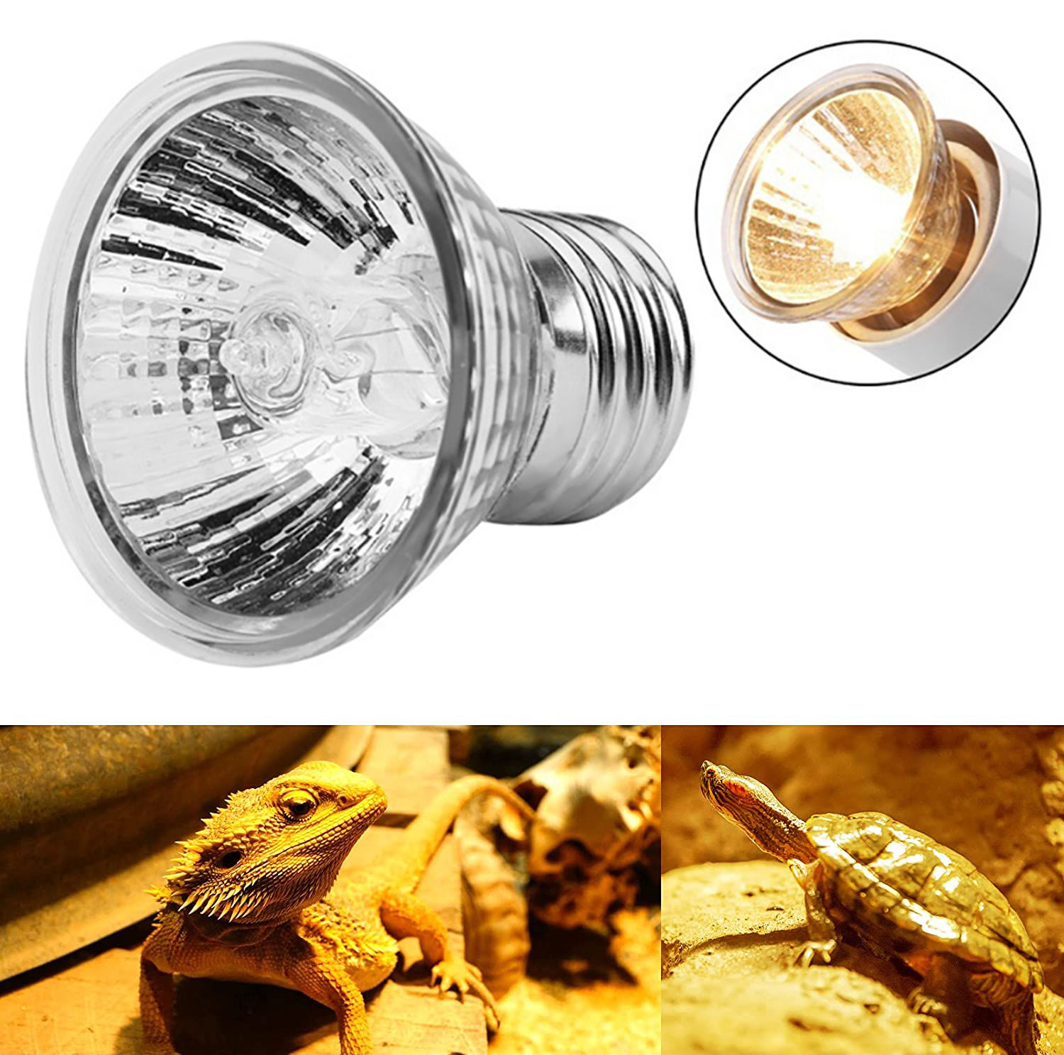 Limei Bulb for Bearded Dragon, 75W UVA Reptile Heat Lamp Soft White Light Glass Bulb Turtle Light Infrared Light Basking Heat Lamps Outdoor for Pet/Amphibian/Lizard (E27,110V)